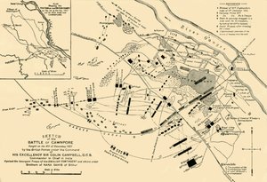 Skiss över slaget vid Cawnpore, 1857, 1901. av Unbekannt