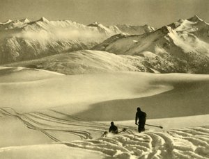 Skidåkning på Gerlosplatån, Österrike, c1935. av Unbekannt