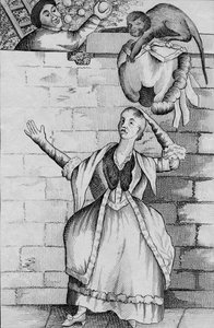Lätt hand av en apa - eller damens huvud urladdat, c1812 av Unbekannt