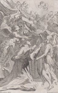 St. Carlo Borromeo omgiven av änglar, 1650-70. av Unbekannt