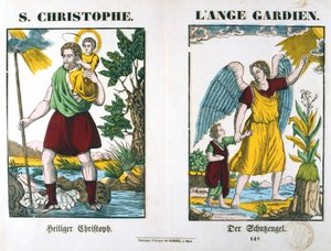 St Christopher och en skyddsängel, 1800-talet av Unbekannt