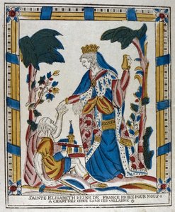 St Elizabeth av Ungern ger allmosor till en tiggare, 1700-talet av Unbekannt