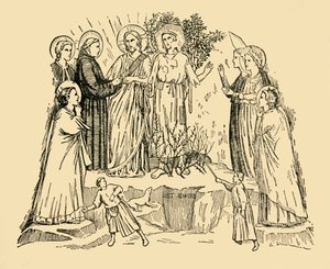 St. Franciskus av Assisi tar damen fattigdom för att vara hans brud, c1930. av Unbekannt