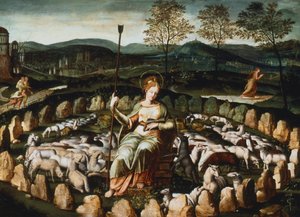 St Genevieve gardant ses Moutons St Genevieve tittar på sin flock, 1500-talet av Unbekannt