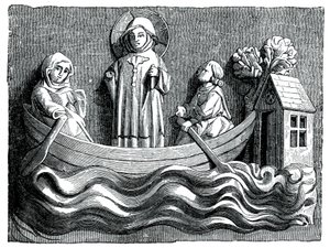 St Julian och St Basilissa, hans hustru, förmedlar Kristus i sin båt, 1200-talet 1870 av Unbekannt