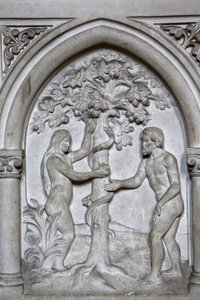St Martins katolska kyrka, Villers sur Mer, Frankrike. Lättnad. Adam och Eva av Unbekannt