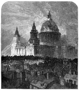 St Pauls Cathedral upplyst för Thanksgiving Day, London, 1900 av Unbekannt