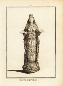 Staty av Diana av Efesos, Artemis av Efesos, med bara bröst och kropp inkapslad i en dekorerad pelare av Unbekannt