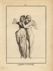 Staty av den grekiska kärleksguden Eros och den dödliga prinsessan Psyche kysser av Unbekannt