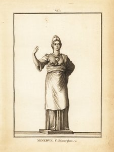 Staty av den romerska visdomsgudinnan Minerva Callimorphos, med hjälm av Unbekannt