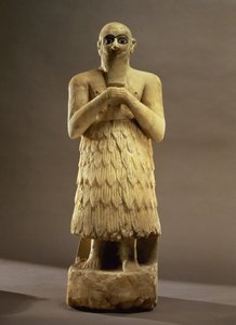 Statyett av tjänstemannen eller stewarden Ebih-Il som dyrkar gudinnan Ishtar, från Mari, Mellersta Eufrat, ca 2500 f.Kr. (gips och lapis lazuli) (för detaljer se 93166) av Unbekannt
