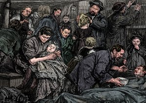 Styr passagerare på en atlantångare på väg till Amerika, c1850 av Unbekannt