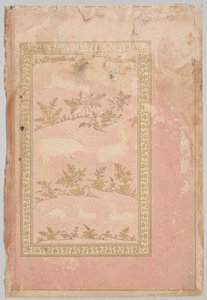 Stencilerade scener av lejon och gasell, ca. 1710. av Unbekannt