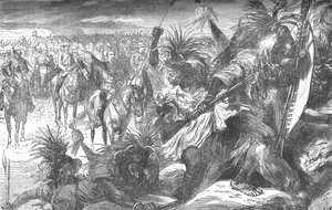 Storming of Sekukunis Stronghold: Sir Garnet Wolseley hejar på Swazies, c1880 av Unbekannt