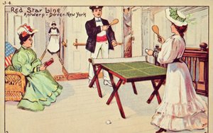 Bordtennis ombord på ett Red Star Line passagerarfartyg, 1907. av Unbekannt