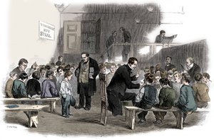 Lär pojkar att läsa i Ragged School Union School, Lambeth, London, 1868 av Unbekannt