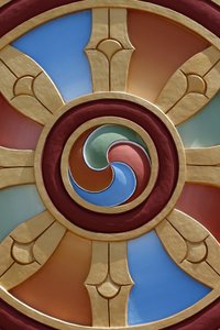 De tusen Buddhas tempel. Dashang Kagyu Ling församling. Dharma-hjul, La Boulaye, Frankrike av Unbekannt