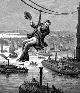 Testar kablarna på Brooklyn Bridge, c1900 av Unbekannt