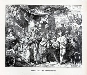 Tetzel som säljer avlat, 1882 av Unbekannt