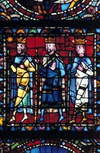 The Adoration of the Magi, målat glas, Chartres Cathedral Frankrike, 1145-1155 av Unbekannt