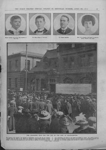 Den plågsamma väntan på listan över de förlorade i Southampton, 20 april 1912. av Unbekannt