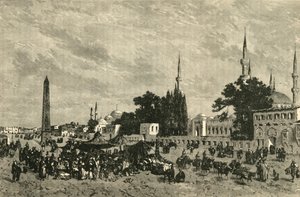 At-Meidan - Ancient Hippodrome - Med Theodosius kolumn, Konstantinopel, 1890. av Unbekannt