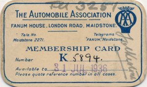 Automobilförbundet: Medlemskort, 1936 av Unbekannt