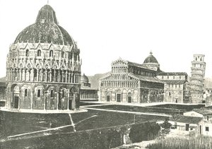 Baptisteriet, katedralen och lutande tornet, Pisa, Italien, 1895. av Unbekannt