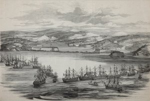 Den brittisk-franska skvadronen i Sevastopol, ca 1855 av Unbekannt