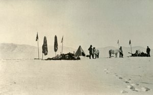 Lägret efter att ha passerat den tidigare längsta sydliga breddgraden, november 1908, 1909 av Unbekannt