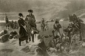 Lägret i Valley Forge. Officerskappor och holländska filtar för soldater, c1777, 1937. av Unbekannt