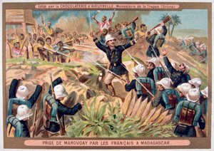 Fransmännens fångst av Marovoay, Madagaskar, 1800- och 1900-talet av Unbekannt