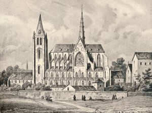 Kyrkan och en del av klosterkyrkan St Victor, 1915 av Unbekannt