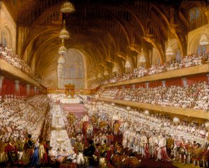 "Kung George IV:s kröningsbankett i Westminster Hall", 1821 av Unbekannt
