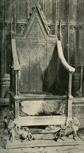 Kröningsstolen, innehållande den antika stenen, 1902. av Unbekannt