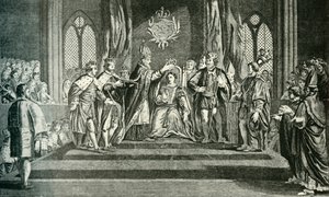 Kröningen av Anne Boleyn med St. Edwards krona, 1902. av Unbekannt
