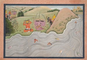 Demonen Marichi försöker avråda Ravana... från en spridd Ramayana-serie, ca. 1780. av Unbekannt