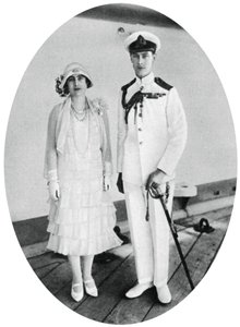 Hertigen och hertiginnan av York ombord på HMS Renown, Malta, 1927, 1937 av Unbekannt