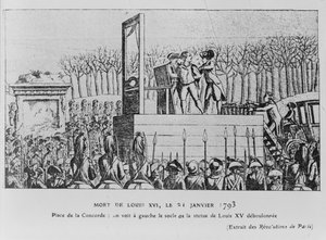 Avrättningen av Ludvig XVI på Place de la Revolution den 21 januari 1793, ca. 1793 av Unbekannt