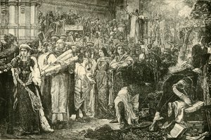 Florentinerna avsäger sig fåfängligheterna på order av Savonarola, 1890. av Unbekannt