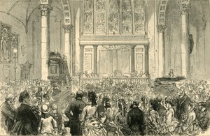 Blomsterpredikan i St. Catherine Cree-kyrkan, c1872. av Unbekannt