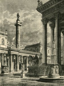Forumet och kolumnen av Trajanus restaurering, 1890. av Unbekannt