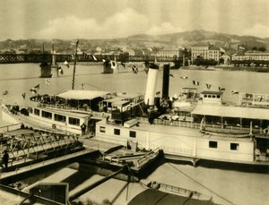 Franz Schuberts ångfartyg på floden Donau, Linz, Oberösterreich, c1935. av Unbekannt