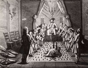 Den franska frimurarnas initieringsceremoni, 1700-talet av Unbekannt