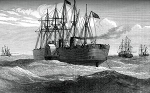 The Great Eastern spelar ut den atlantiska telegrafkabeln, c1865, c1880 av Unbekannt