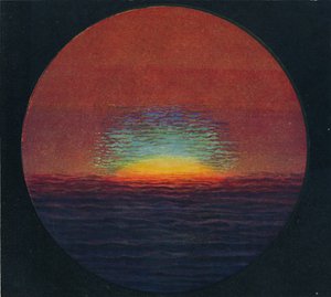 Den gröna blixten vid solnedgången, sällsynt prismatisk färg bryts av atmosfären, c1935 av Unbekannt
