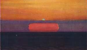 Den gröna blixten vid solnedgången, sällsynt prismatisk färg bryts av atmosfären, c1935 av Unbekannt