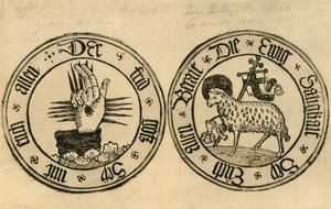 Guds hand och Agnus Dei, 1915. av Unbekannt