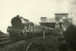 Den irländska posten lämnar Menai-bron, c1930. av Unbekannt