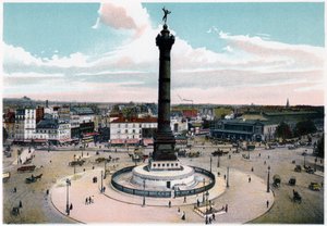 Julikolumnen på Place de la Bastille, Paris, c1900 av Unbekannt